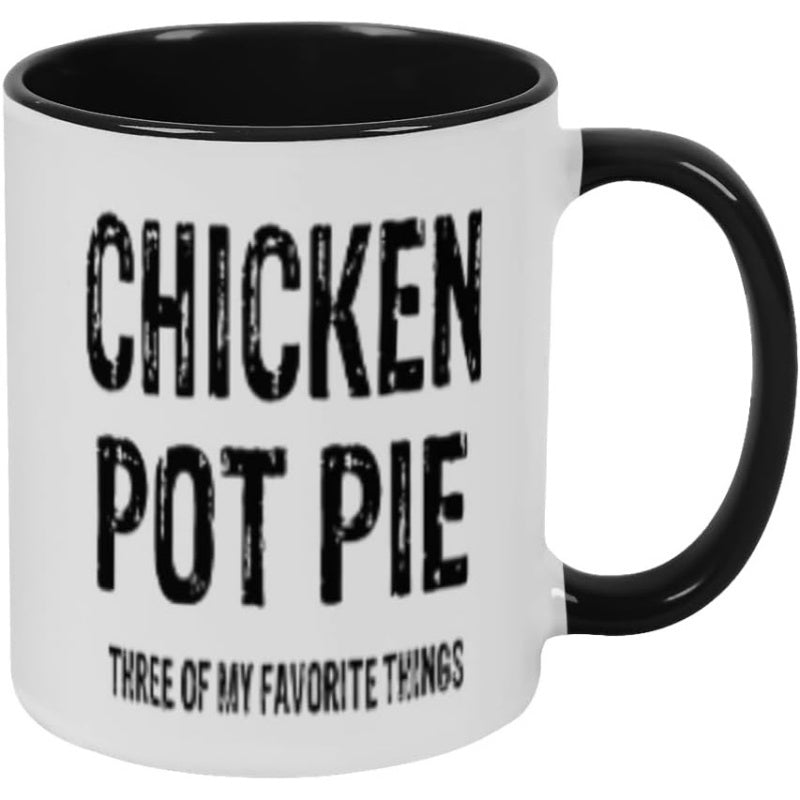 Tailorly Black Accent 11 oz Mug - pie and three illustration， humorous text