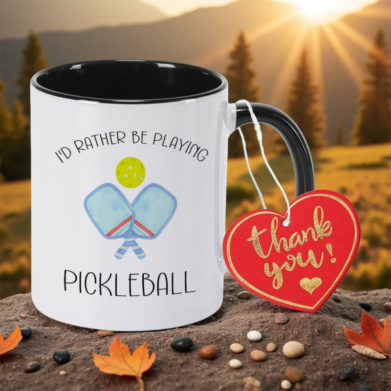Tailorly Black Accent 11 oz Mug - rather be playing pickleball