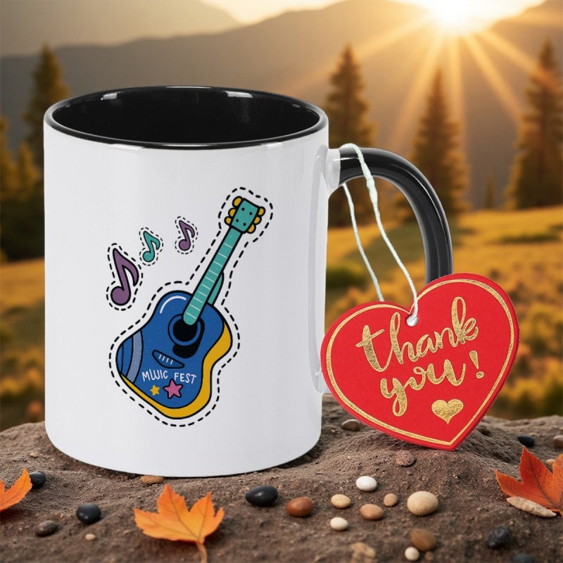 Tailorly Black Accent 11 oz Mug - guitar themed print