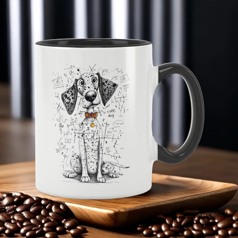 Tailorly Black Accent 11 oz Mug - doodle pattern