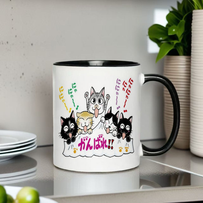 Tailorly Black Accent 11 oz Mug - japanese text motivational themed