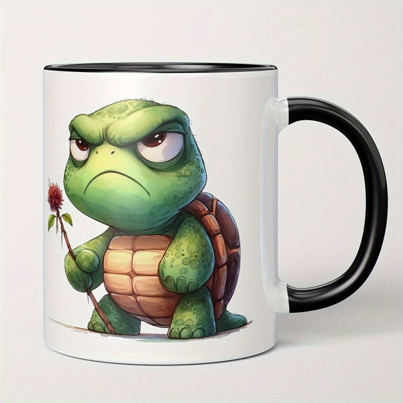 Tailorly Black Accent 11 oz Mug - angry cartoon turtle