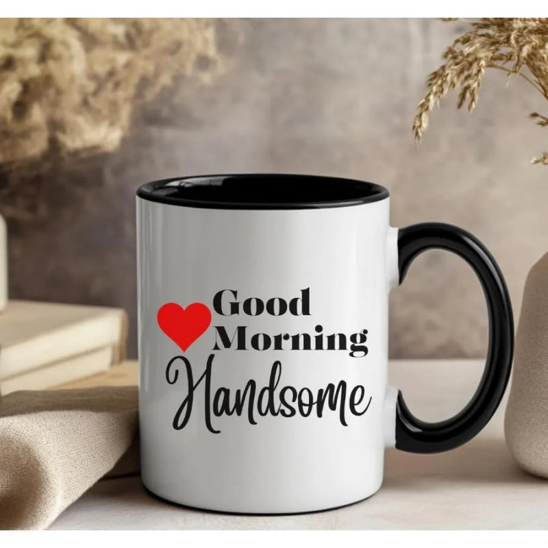 Tailorly Black Accent 11 oz Mug - greetings to coffee mugs a lovely morning to cup for husband and wife a couples coffee vessel mr and mrs cup a