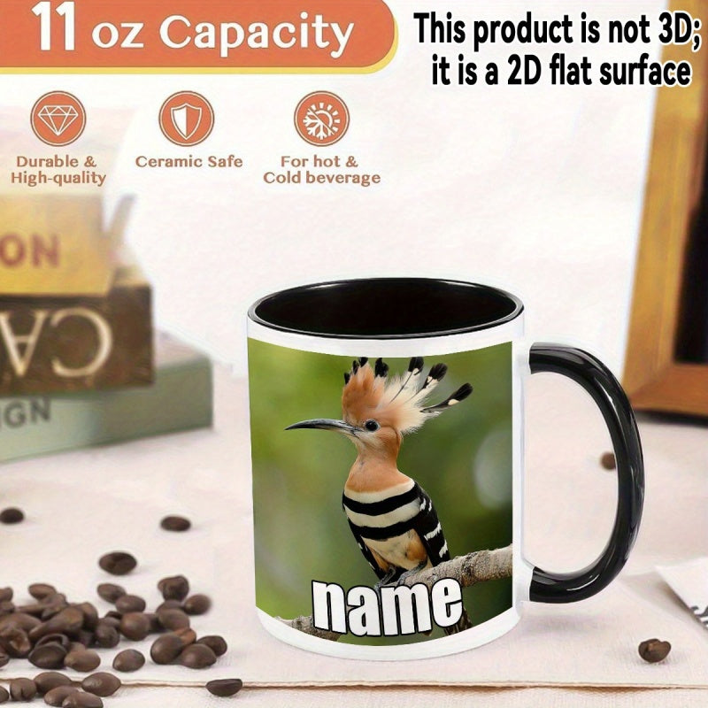 Tailorly Black Accent 11 oz Mug - 1pc personalized birthday anniversary mug custom name coffee cup cute durable white ceramic cup for hot cold drinks