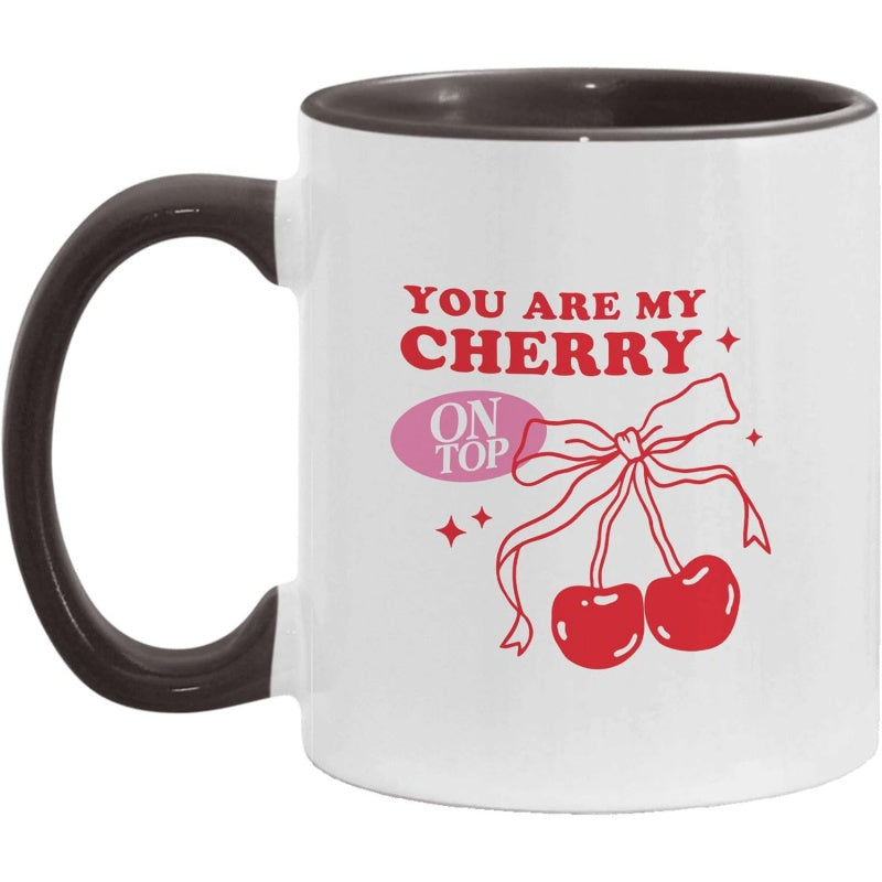 Tailorly Black Accent 11 oz Mug - coffee mugs are perfect for valentines day featuring a design and a two tone ceramic end ideal for couples a for