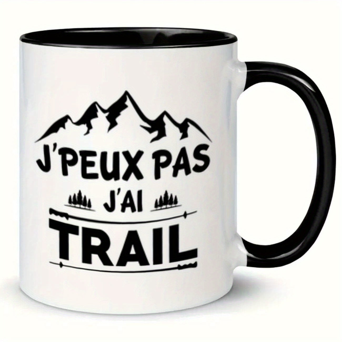 Tailorly Black Accent 11 oz Mug - mountains and trees