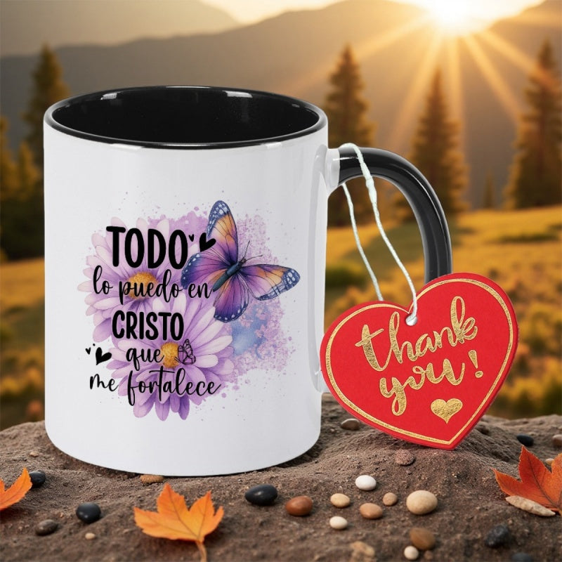 Tailorly Black Accent 11 oz Mug - bible verse print