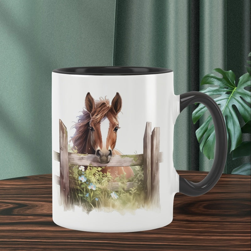 Tailorly Black Accent 11 oz Mug - 1pc 11oz ceramic coffee mug ceramic coffee mug with reusable hot cold beverages unique gift for family