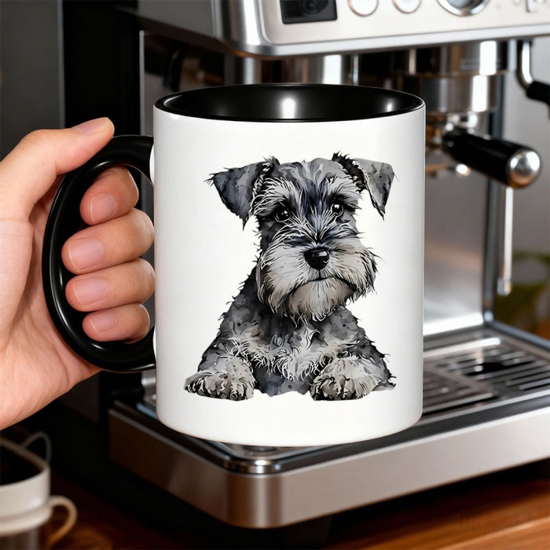 Tailorly Black Accent 11 oz Mug - lifelike gray black puppy artwork