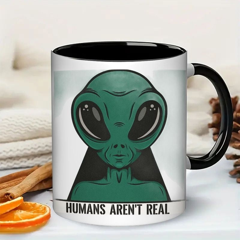 Tailorly Black Accent 11 oz Mug - humans are fictional