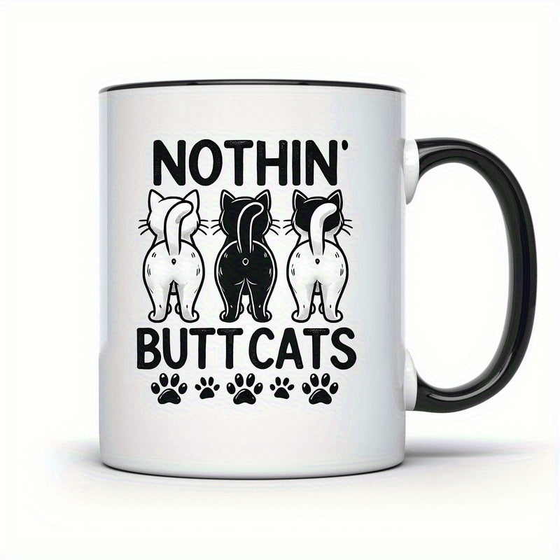 Tailorly Black Accent 11 oz Mug - funny cat illustrations