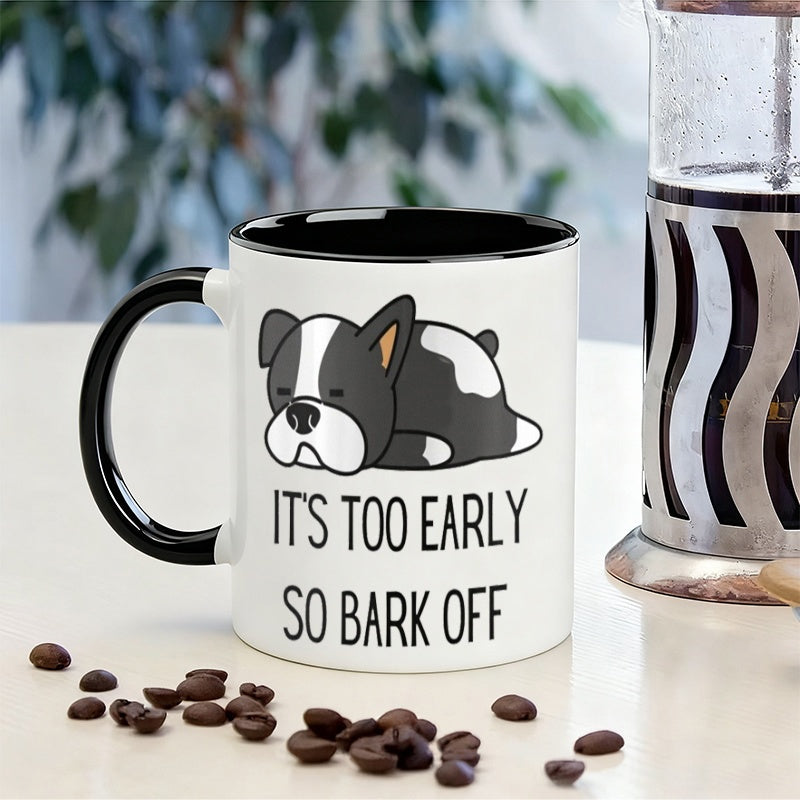 Tailorly Black Accent 11 oz Mug - sleeping pug cartoon
