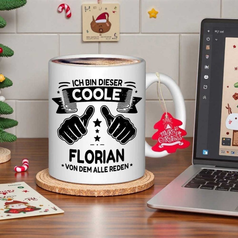 Tailorly White Ceramic 11 oz Mug - Bold Thumbs Up Graphic With Stars And Classic Banner Ribbon Mug
