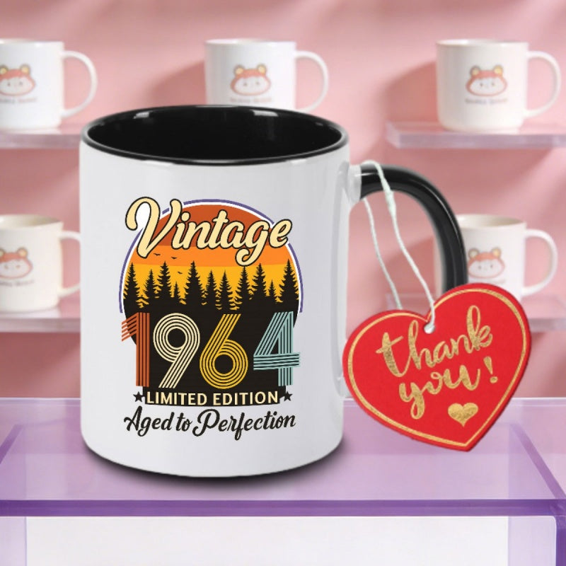 Tailorly Black Accent 11 oz Mug - vintage 1964 design edition unique gift for dad 60th birthday camping outdoor fire pit logo