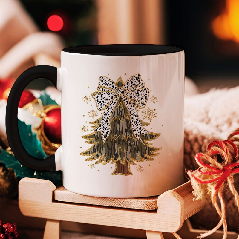 Tailorly Black Accent 11 oz Mug - merry christmas tree