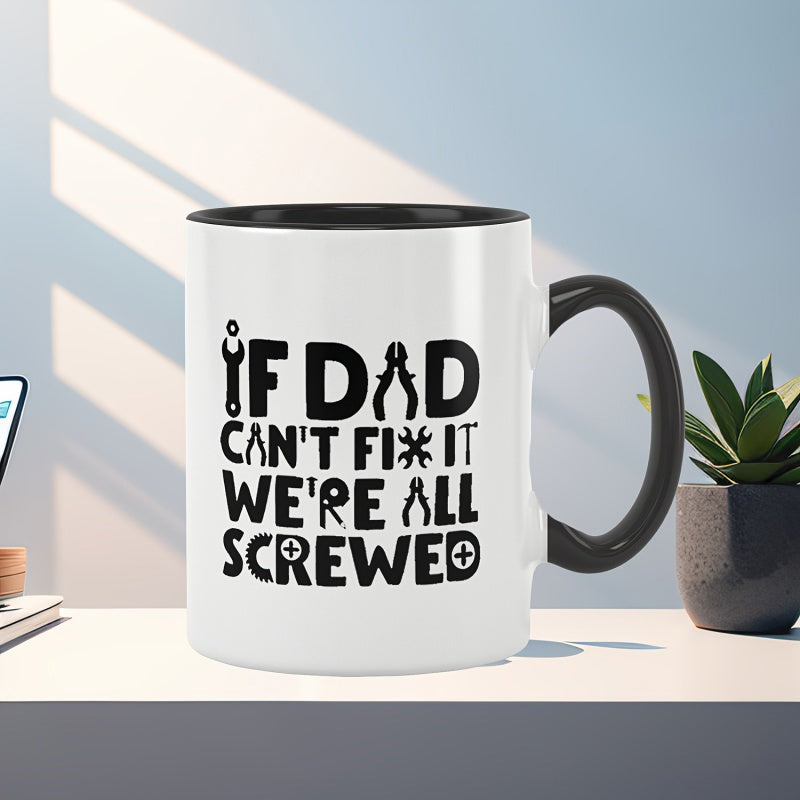 Tailorly Black Accent 11 oz Mug - wrench handle， "dads gift from daughter and son" text