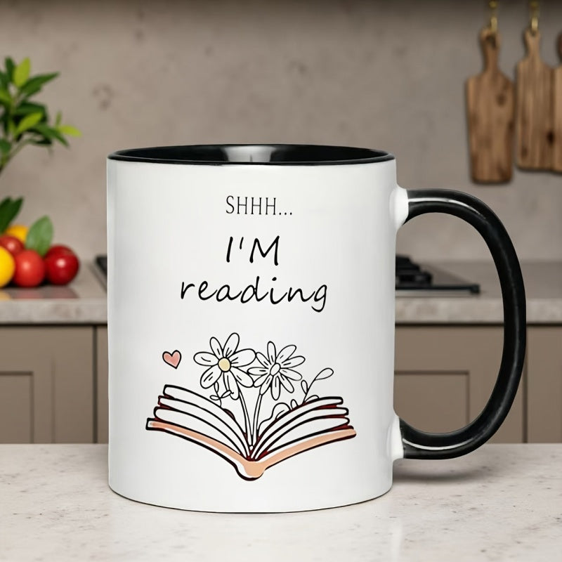 Tailorly Black Accent 11 oz Mug - shhh im reading text