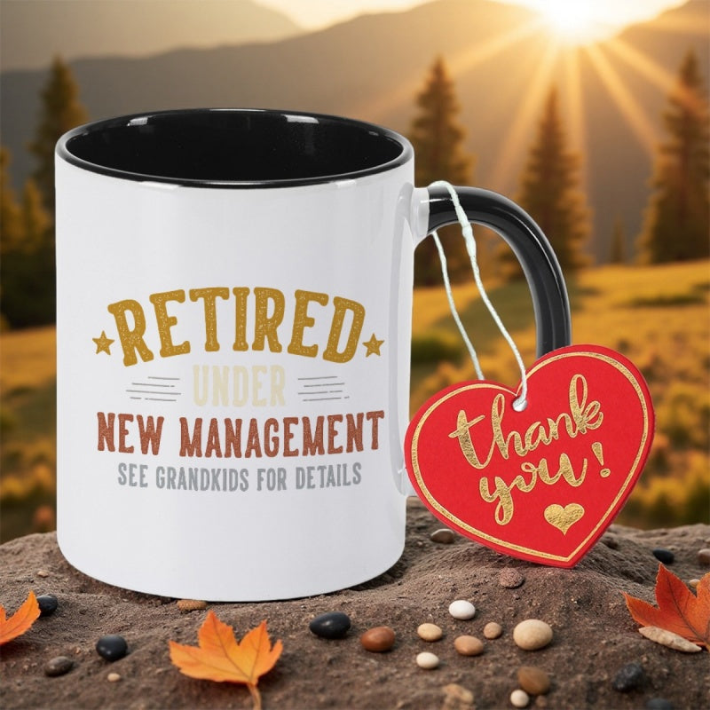 Tailorly Black Accent 11 oz Mug - humorous patterns with retirement with management team