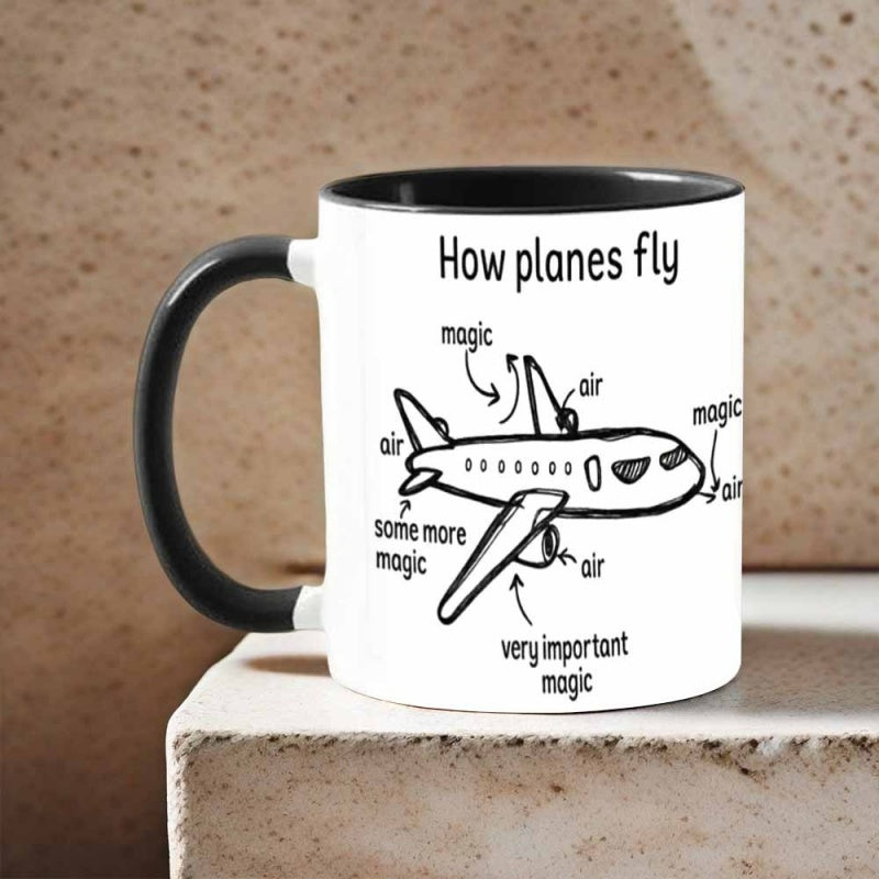 Tailorly Black Accent 11 oz Mug - aircraft flight print