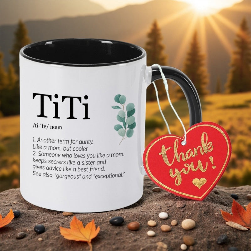 Tailorly Black Accent 11 oz Mug - with aunt print