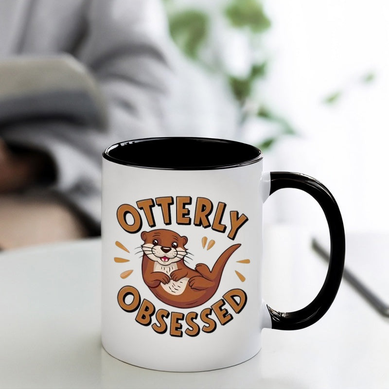 Tailorly Black Accent 11 oz Mug - cute otter design