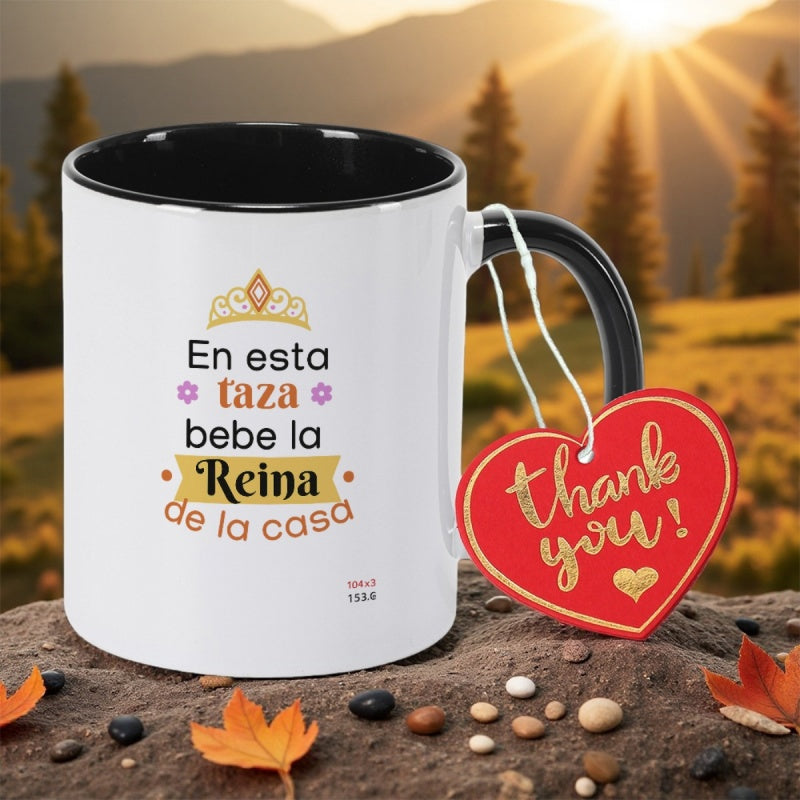 Tailorly Black Accent 11 oz Mug - spanish letter print floral print