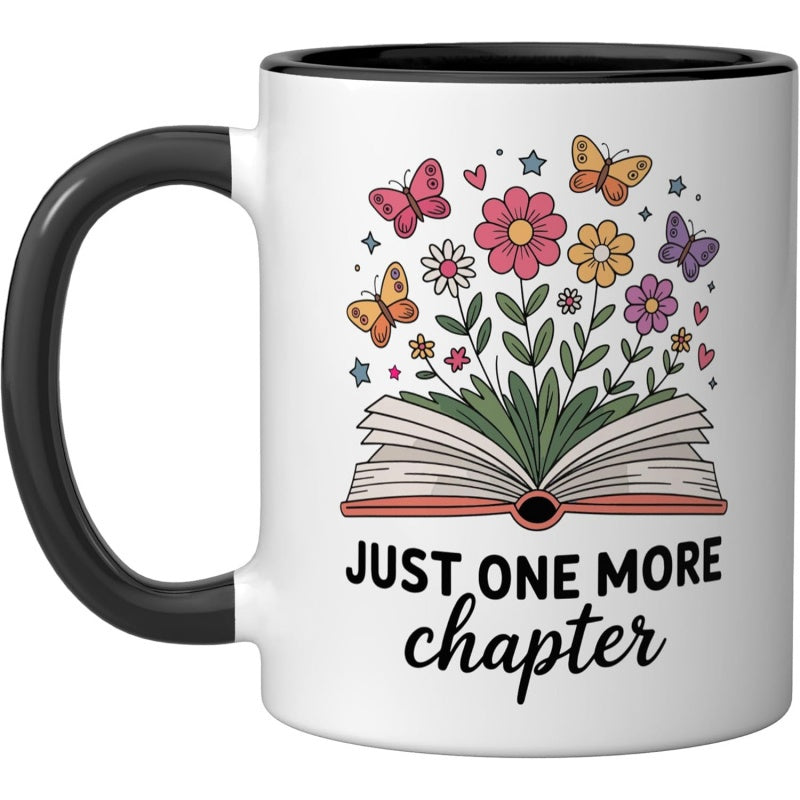 Tailorly Black Accent 11 oz Mug - book lover text