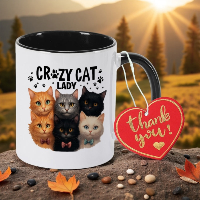 Tailorly Black Accent 11 oz Mug - 5 colorful prints