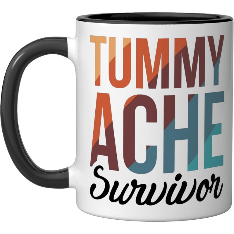 Tailorly Black Accent 11 oz Mug - stomach issues black and white