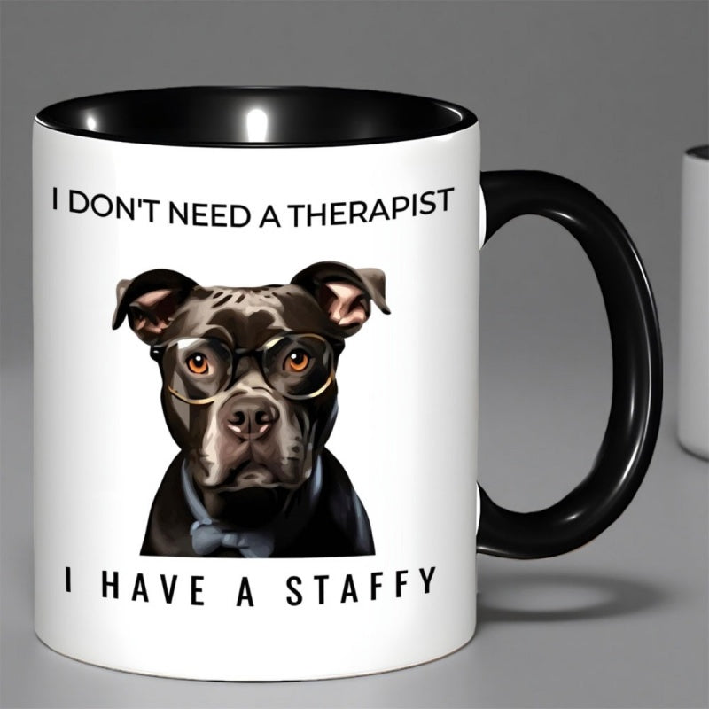 Tailorly Black Accent 11 oz Mug - Staffordshire terrier breed illustration