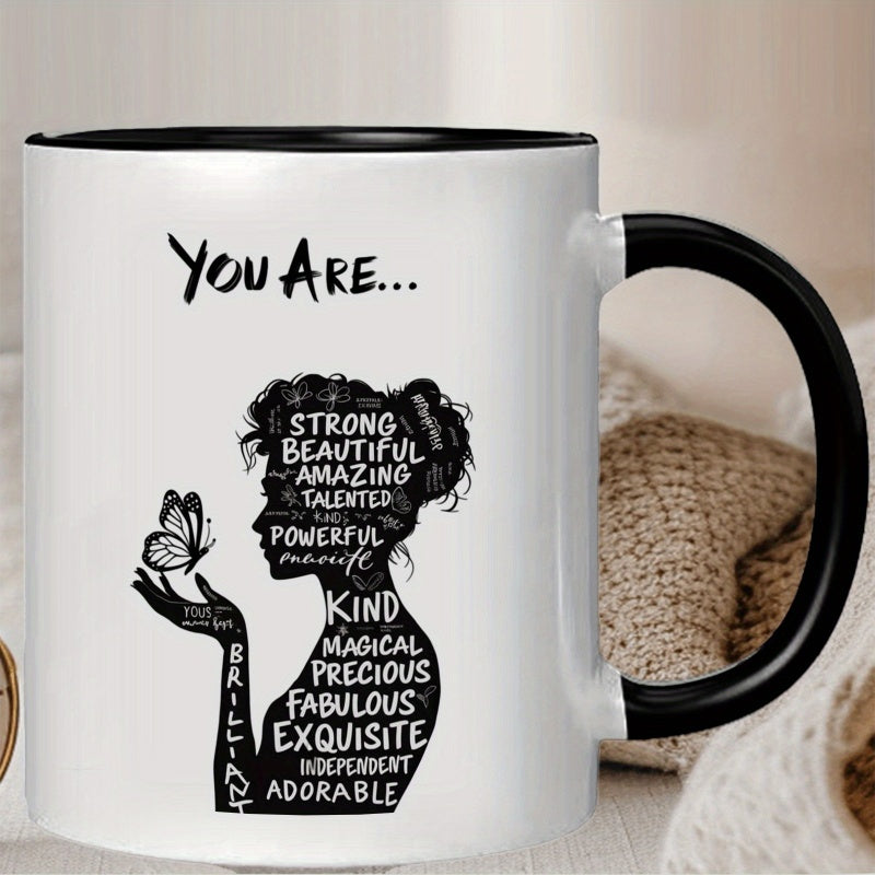 Tailorly Black Accent 11 oz Mug - ounce ceramic coffee mug featuring an black and with motivational quotes cup with positive phrases a great