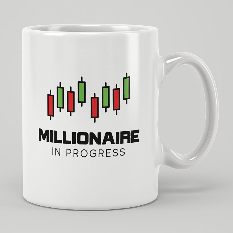 Tailorly White Ceramic 11 oz Mug - Millionaire In Progress Red And Green Financial Candlestick Chart Representing Market Success Mug