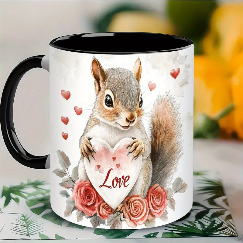 Tailorly Black Accent 11 oz Mug - squirrel with heart theme