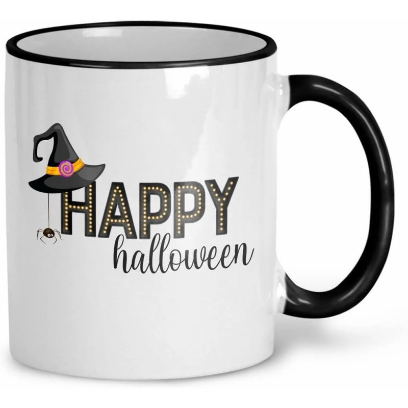 Tailorly Black Accent 11 oz Mug - fall pumpkin cute trick or treat halloween ghost witch coffee mug 11oz_6f4d72f36ac340e0bbe3732b8b6b55a8