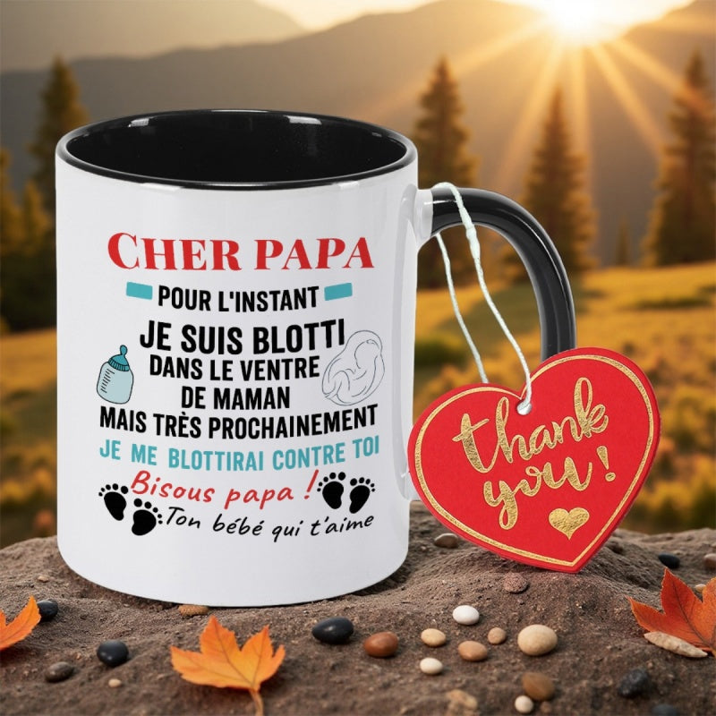 Tailorly Black Accent 11 oz Mug - new dad hug print