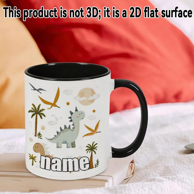 Tailorly Black Accent 11 oz Mug - cartoon dinosaur