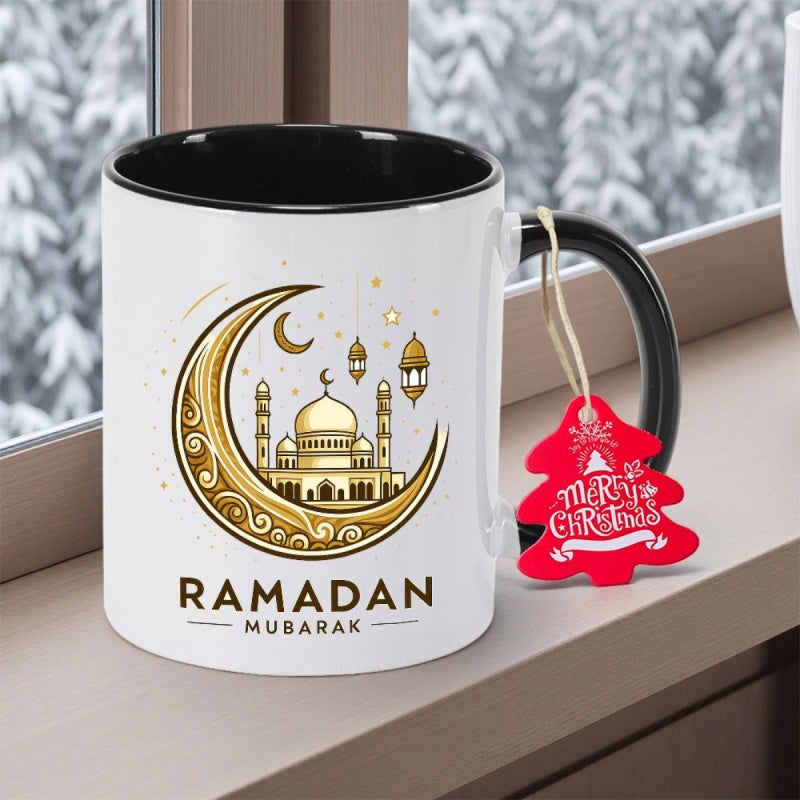 Tailorly Black Accent 11 oz Mug - premium ceramic coffee cup for ramadan 11oz and 350ml great as a new year gift for family or a christmas surprise for