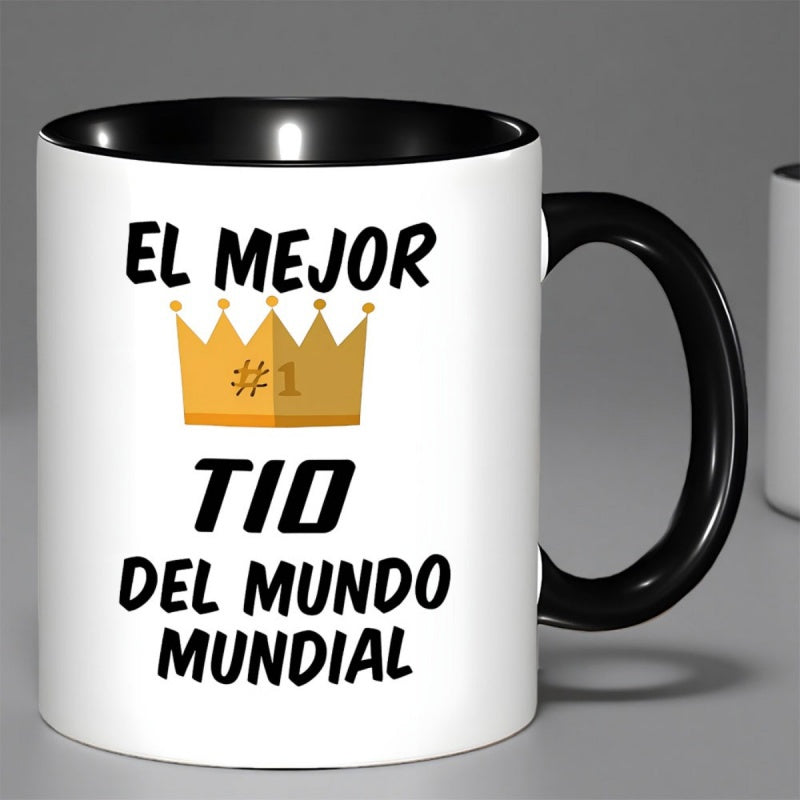 Tailorly Black Accent 11 oz Mug - funny uncle in the world black lettering