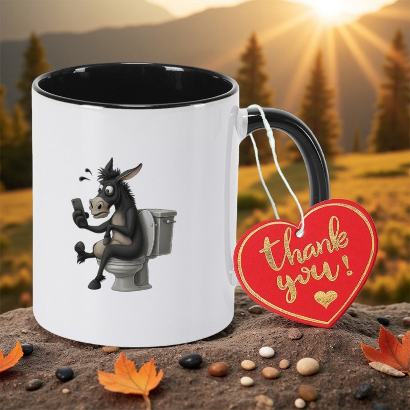 Tailorly Black Accent 11 oz Mug - cute donkey