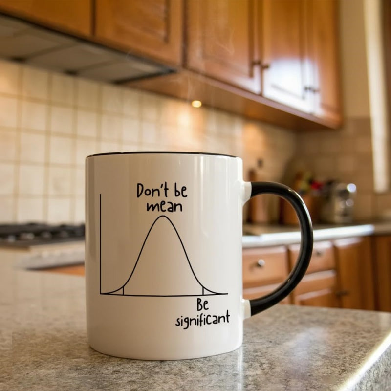 Tailorly Black Accent 11 oz Mug - funny statistics mug gift for women men science scientist math teacher inspirational data birthday christmas gift for