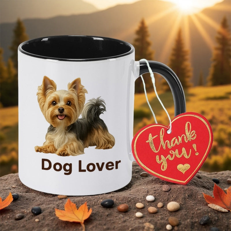 Tailorly Black Accent 11 oz Mug - adorable yorkie puppy