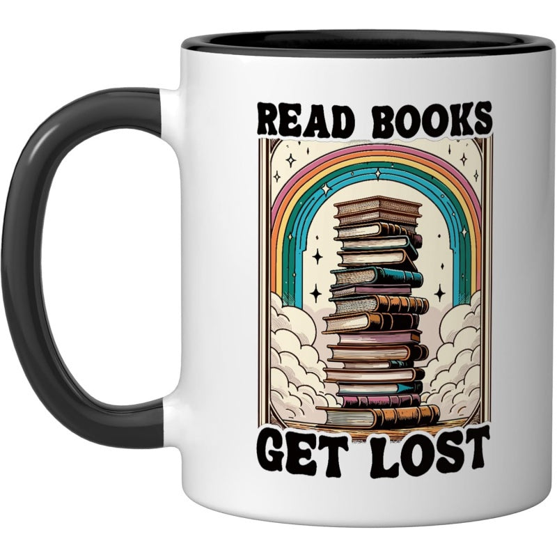 Tailorly Black Accent 11 oz Mug - humorous message about books