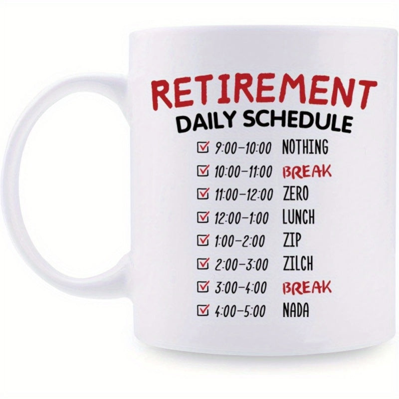 Tailorly White Ceramic 11 oz Mug - Retirement Daily Schedule Red Checkboxes Featuring Itemized List Elements On Clean White Surface Schedule