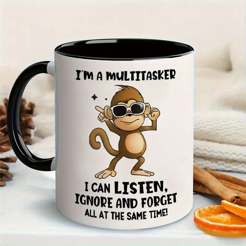 Tailorly Black Accent 11 oz Mug - saying cartoon monkey