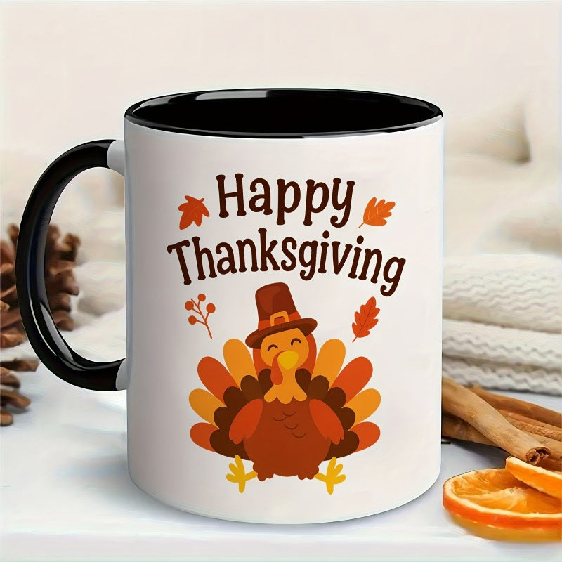 Tailorly Black Accent 11 oz Mug - thanksgiving turkey festive unique holiday gift celebrations