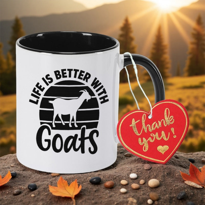 Tailorly Black Accent 11 oz Mug - illustration and white lettering