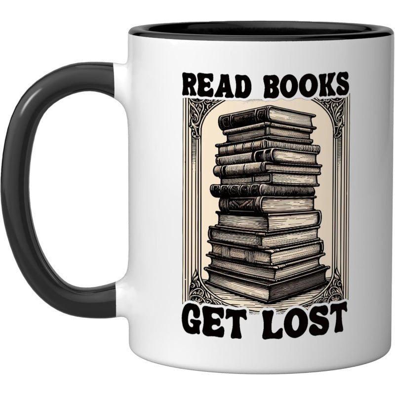 Tailorly Black Accent 11 oz Mug - humorous message about in books