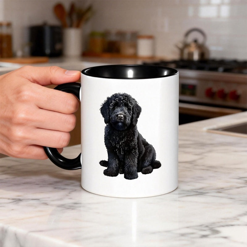 Tailorly Black Accent 11 oz Mug - cute poodle