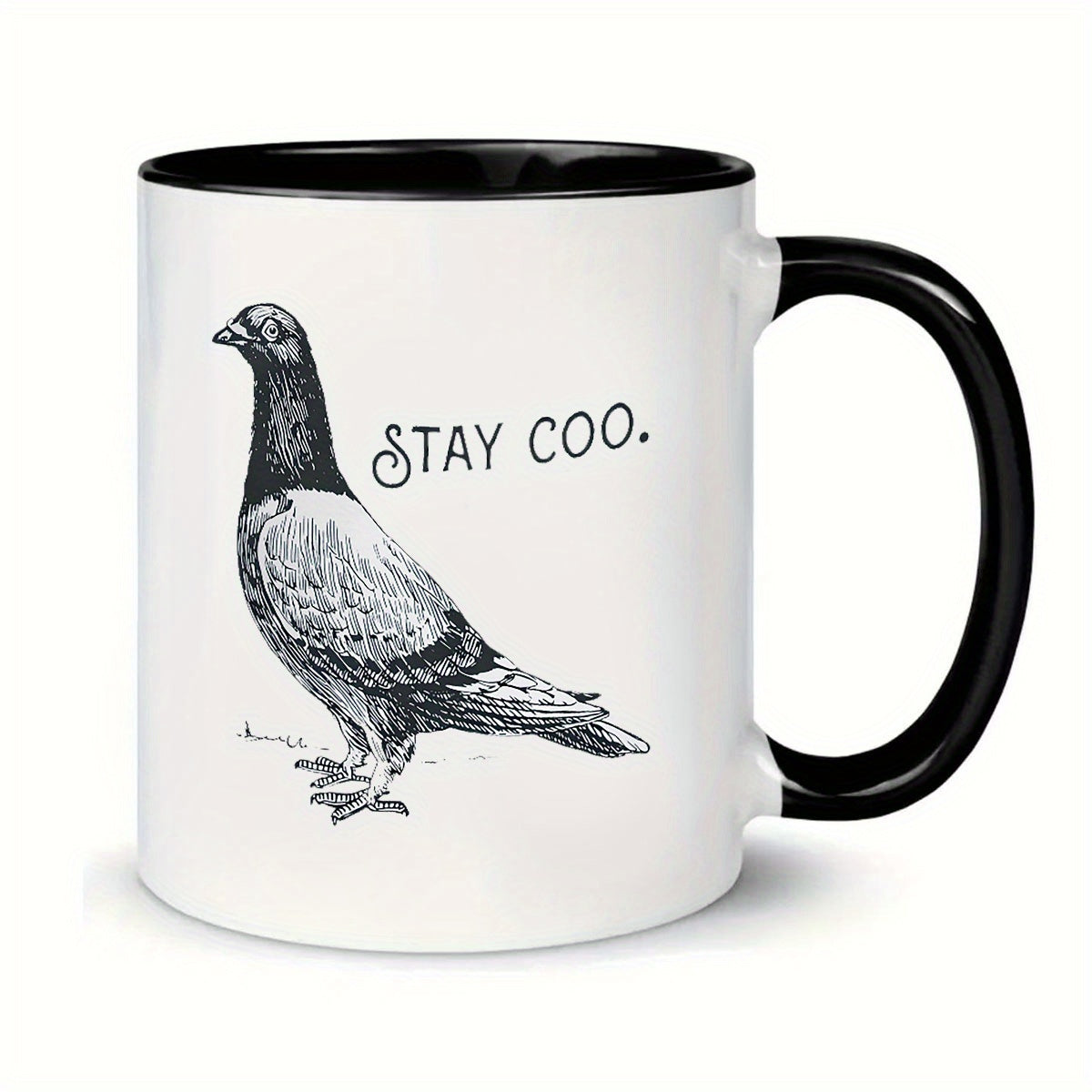 Tailorly Black Accent 11 oz Mug - item picture 11oz printed ceramic insulated portable coffee cup suitable for hot and cold drinks hand washed or
