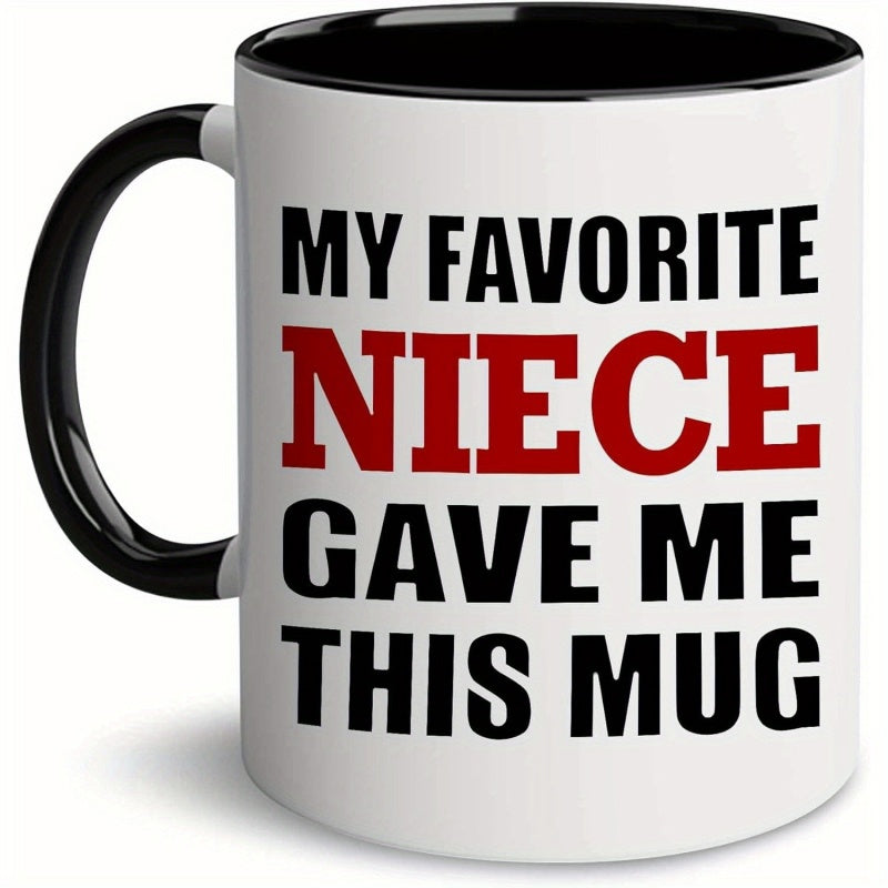 Tailorly Black Accent 11 oz Mug - 1pc 11oz ceramic coffee mug aunt gifts uncle gifts mothers day fathers day gift for aunt uncle aunt gifts from niece
